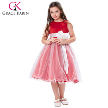 Grace Karin sin mangas de raso Tulle vestido de niña vestido de flores princesa vestido de boda vestido de fiesta de niñas de 2 ~ 12 años CL008983-2